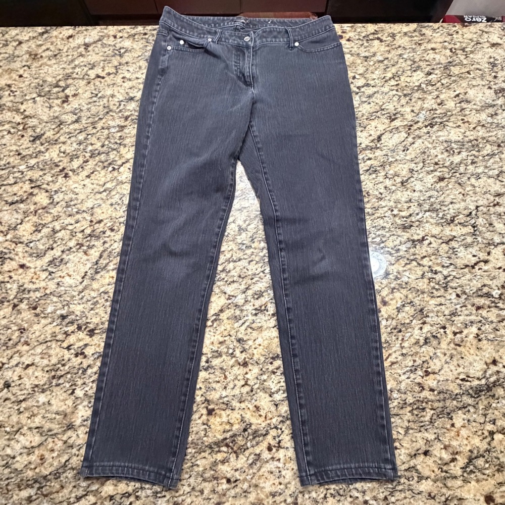 J.McLaughlin Womens Charcoal Grey Straight Leg Jeans Size 8 Mid Rise Denim‎